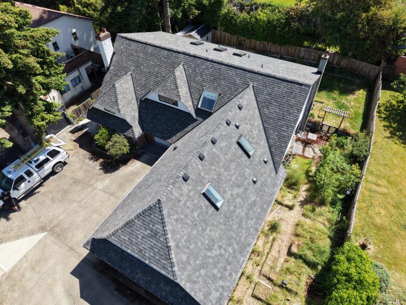 Large multi-gable residential roof replacement